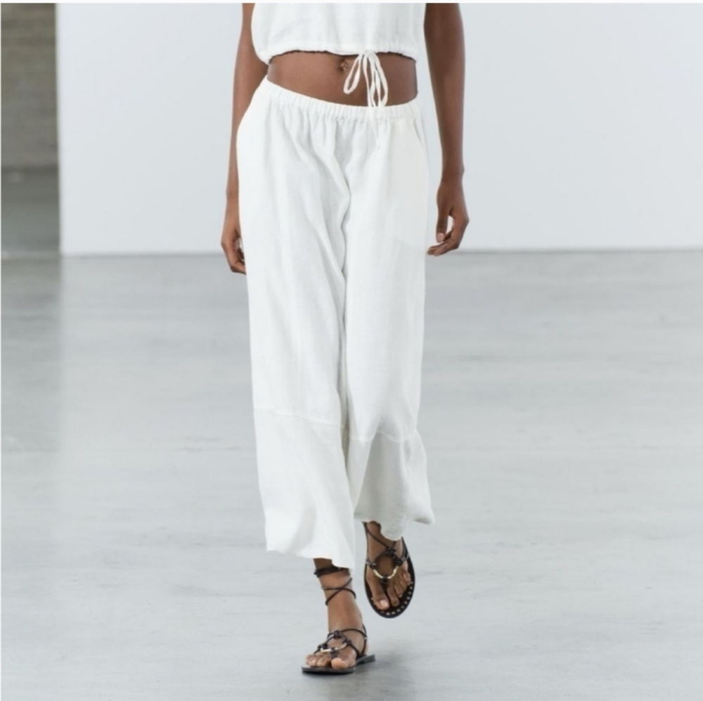 Zara NWT 100% Linen Midi Skirt ZW COLLECTION Sz XXL
